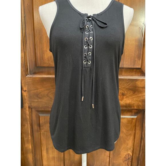 White House Black Market Bundle (2) of Blk/Wht Tie Tanks w/ Silver detail Medium - Picture 10 of 13